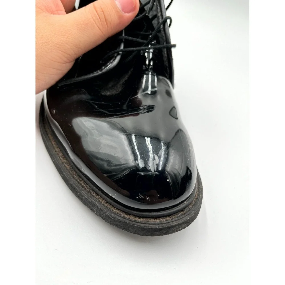 Altama 00941C Men's 9.5E‎ Dress Shoes Black Patent Leather Round Lace Up Oxfords